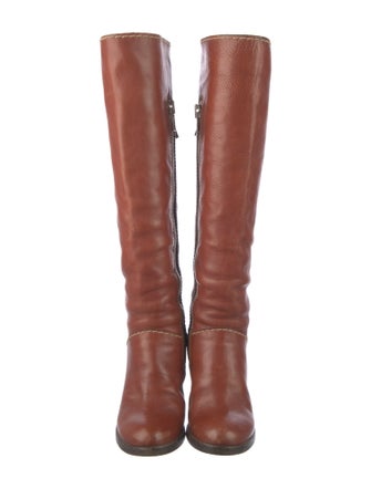 Chloé Leather Whipstitch Trim Boots