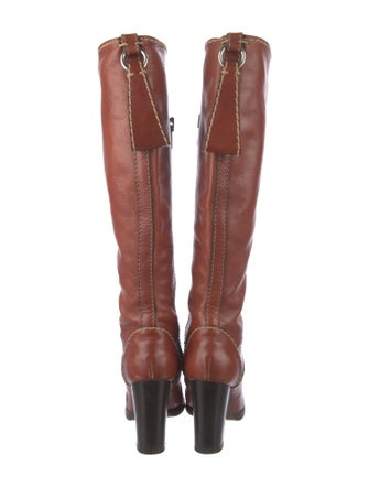 Chloé Leather Whipstitch Trim Boots