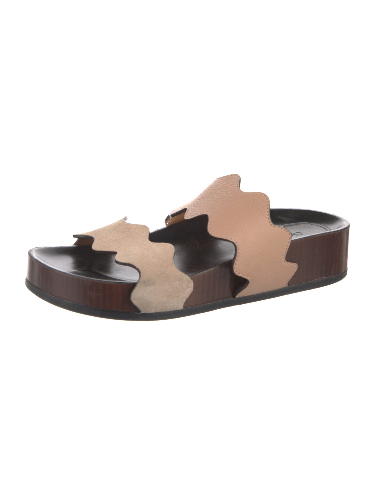 Chloé Leather Scalloped Accent Slides