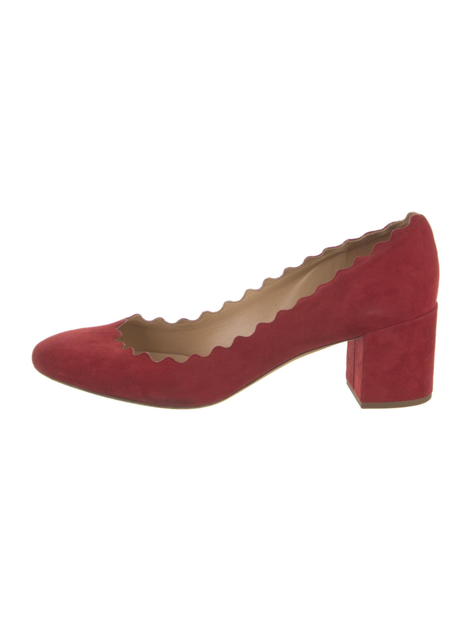 Chloé Suede Scalloped Accent Pumps