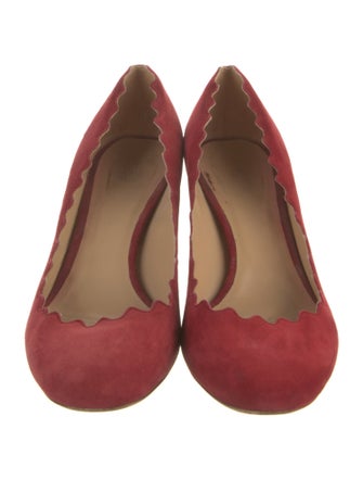 Chloé Suede Scalloped Accent Pumps