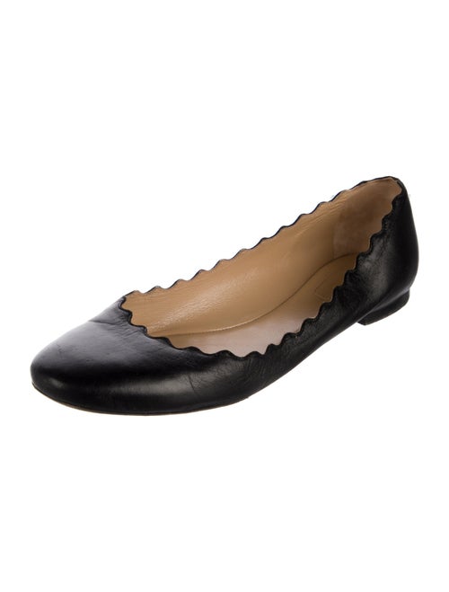 Chloé Leather Scalloped Accent Ballet Flats