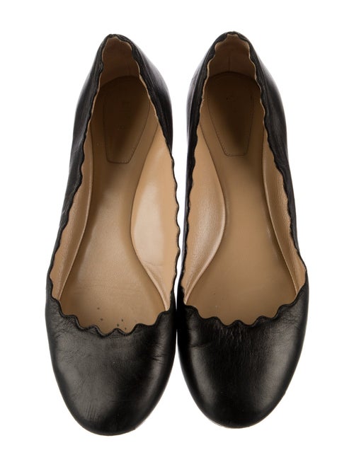 Chloé Leather Scalloped Accent Ballet Flats