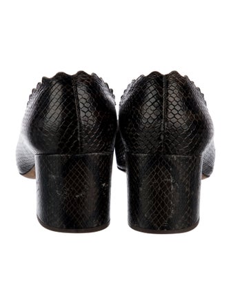 Chloé Embossed Leather Scalloped Accent Pumps