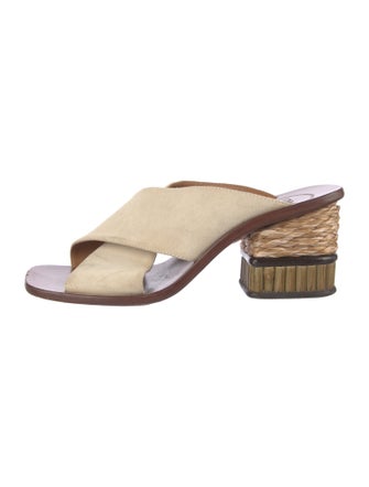 Chloé Suede Leather Trim Embellishment Slides