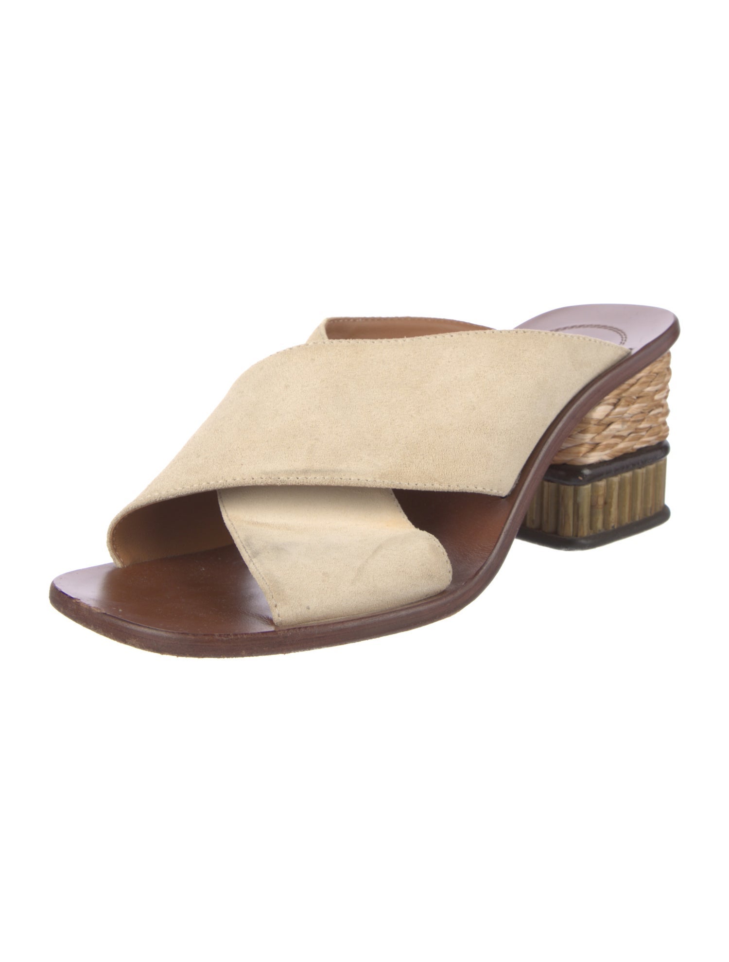 Chloé Suede Leather Trim Embellishment Slides