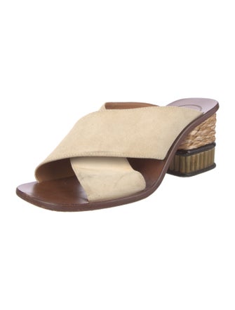Chloé Suede Leather Trim Embellishment Slides