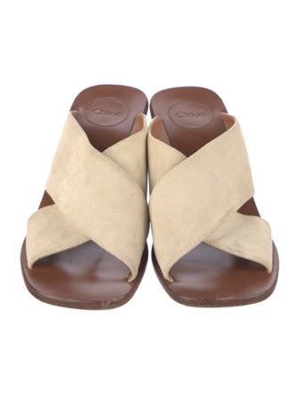 Chloé Suede Leather Trim Embellishment Slides