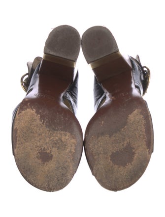 Chloé Patent Leather Colorblock Pattern Slingback Sandals