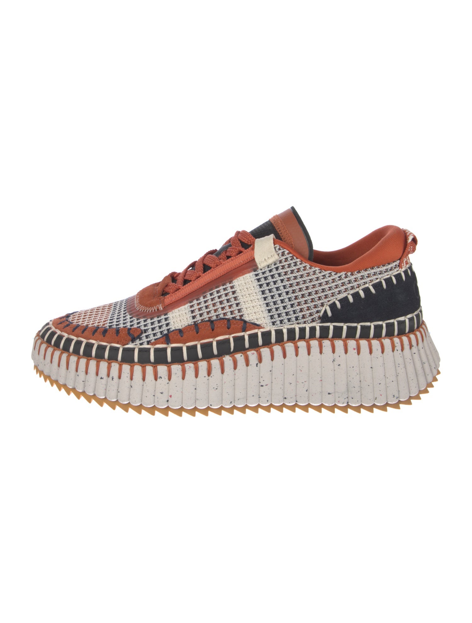 Chloé Colorblock Pattern Leather Trim Embellishment Sneakers