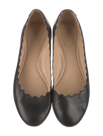 Chloé Leather Scalloped Accent Ballet Flats