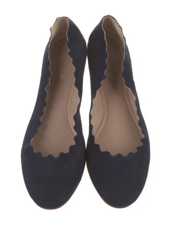 Chloé Suede Scalloped Accent Ballet Flats