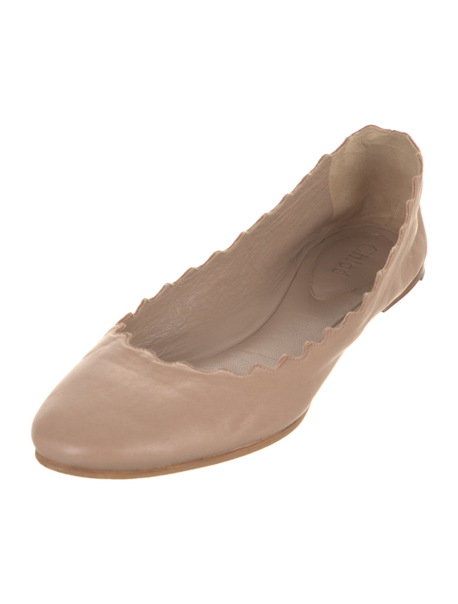 Chloé Leather Scalloped Accent Ballet Flats