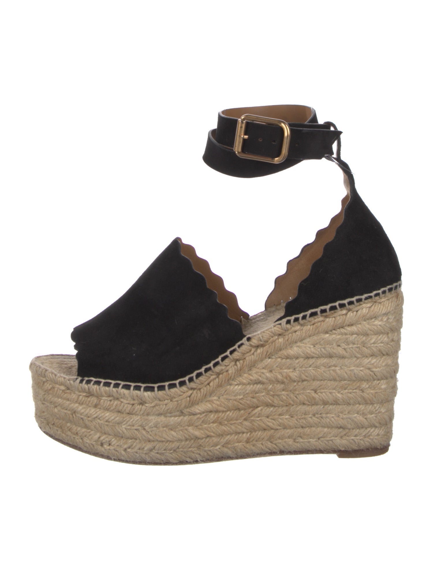 Chloé Suede Scalloped Accent Espadrilles