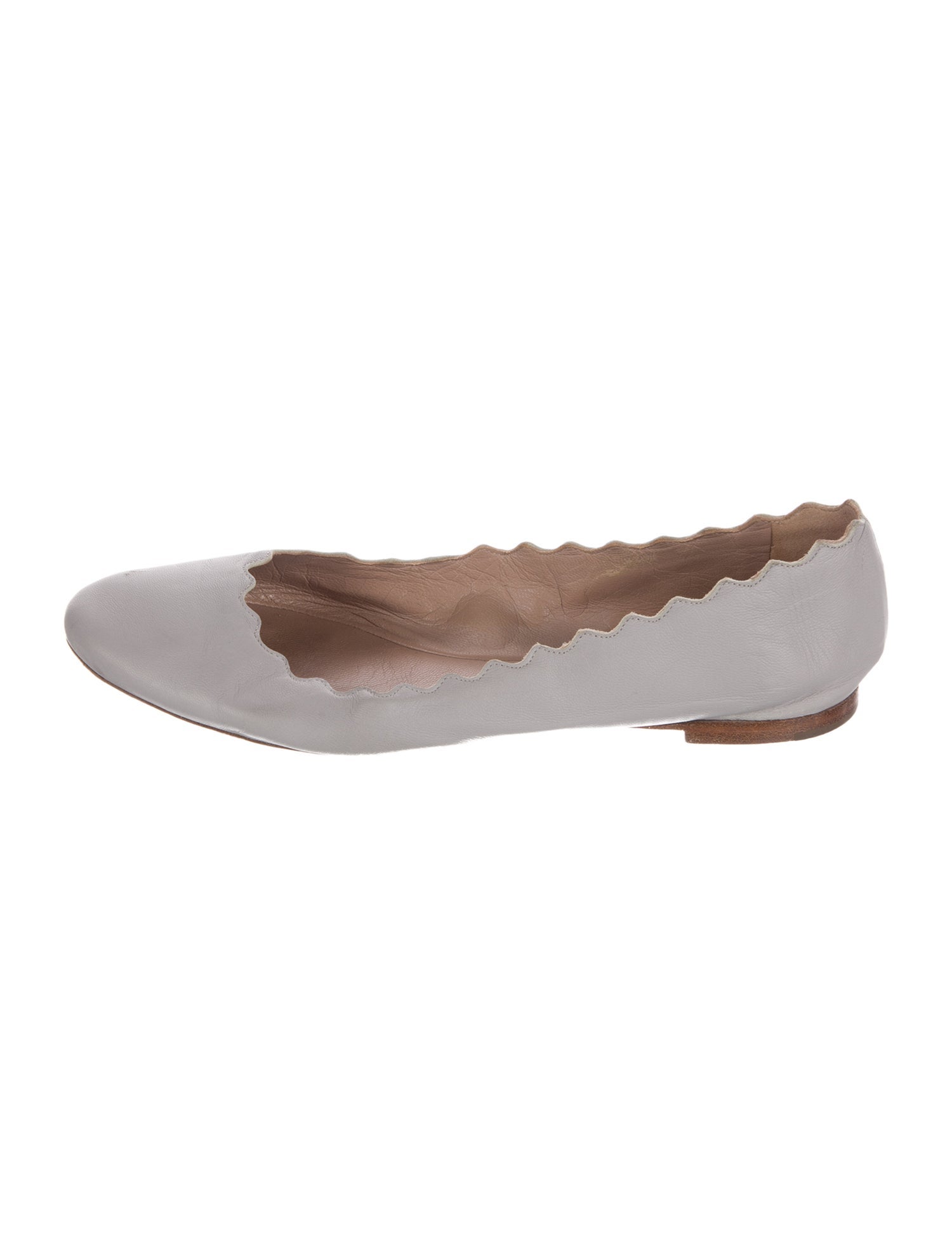 Chloé Leather Scalloped Accent Ballet Flats