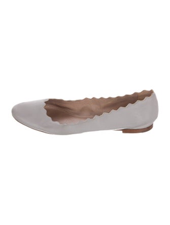 Chloé Leather Scalloped Accent Ballet Flats