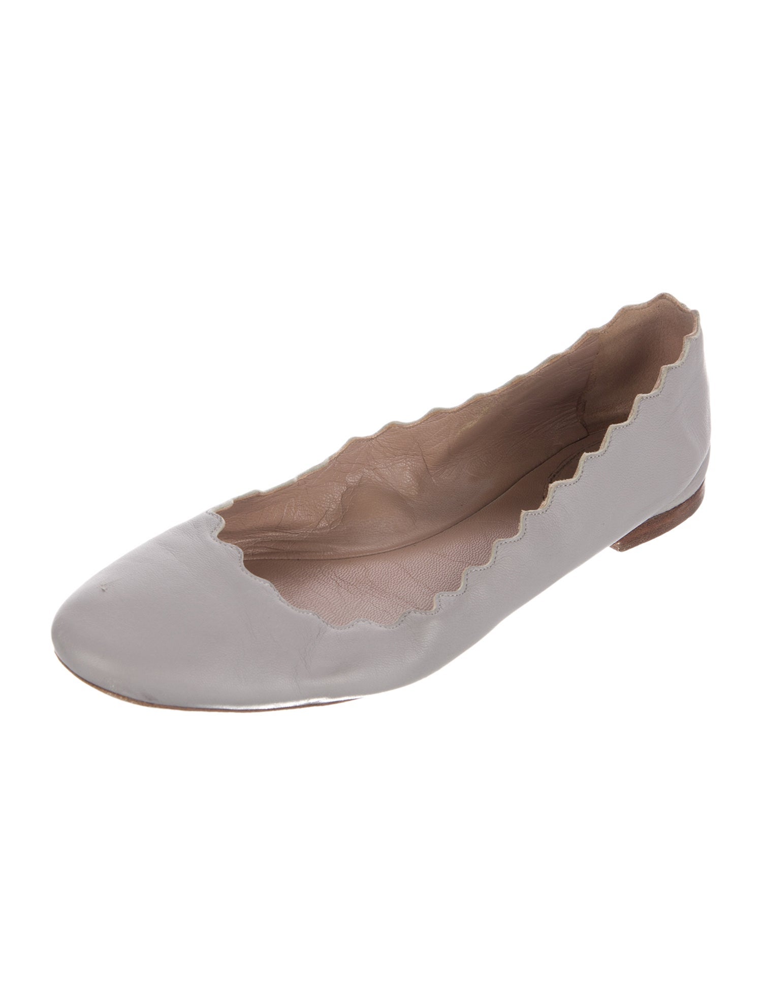 Chloé Leather Scalloped Accent Ballet Flats