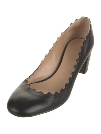 Chloé Leather Scalloped Accent Pumps