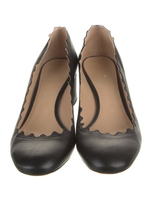Chloé Leather Scalloped Accent Pumps