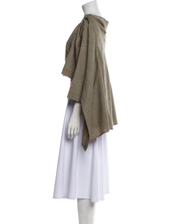 Chloé Virgin Wool Houndstooth Print Cape