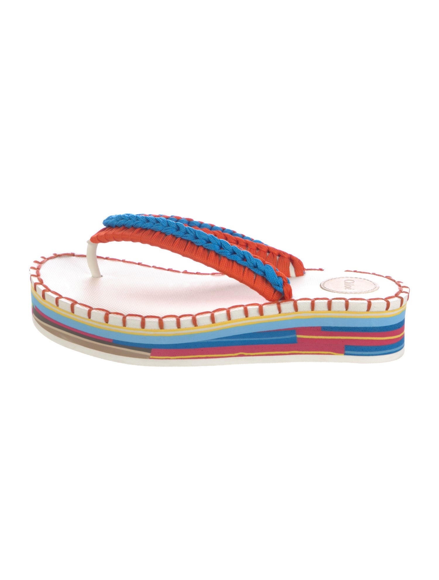 Chloé Striped Whipstitch Trim Flip Flops