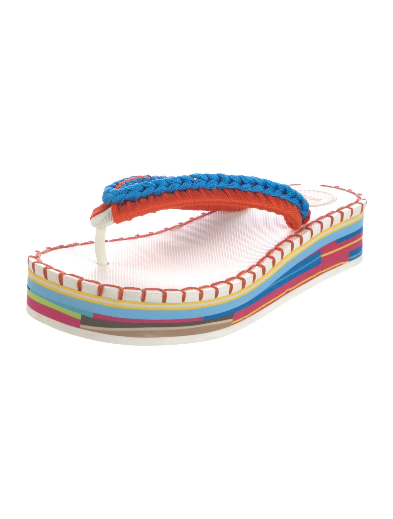 Chloé Striped Whipstitch Trim Flip Flops