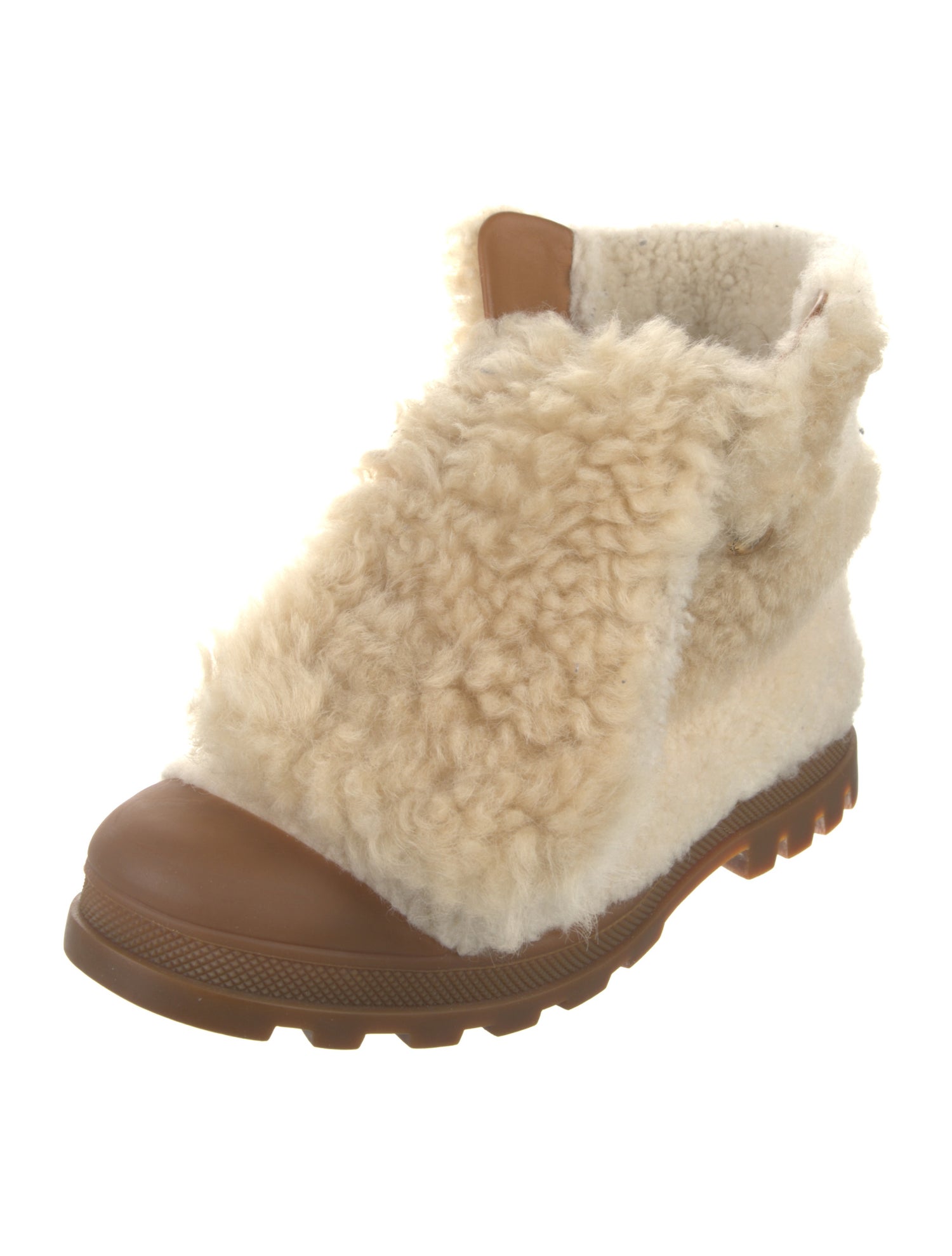 Chloé Shearling Colorblock Pattern Combat Boots