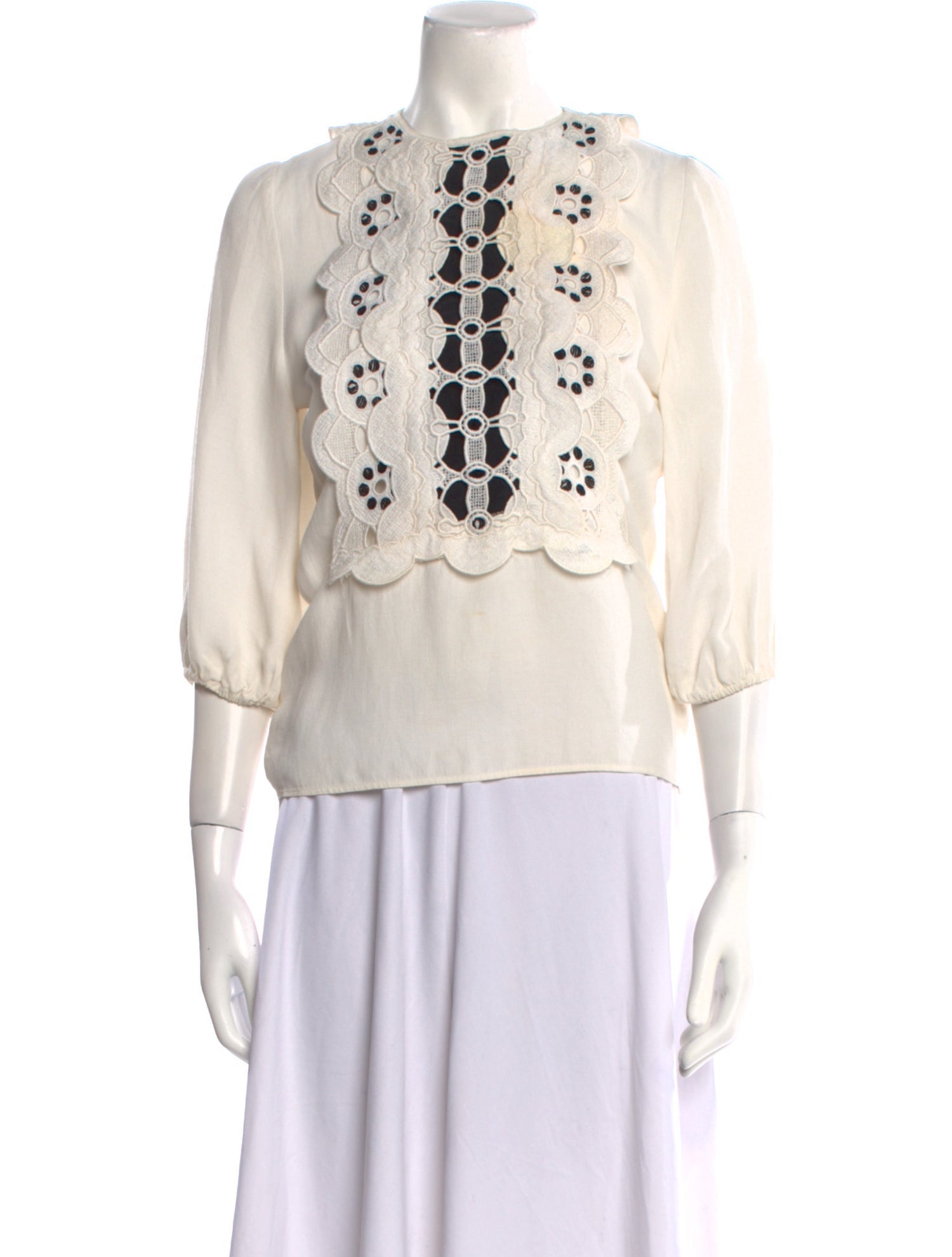 Chloé Crew Neck Three-Quarter Sleeve Blouse