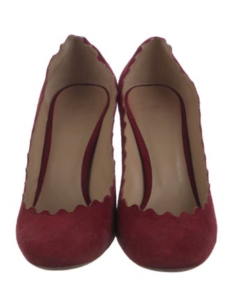 Chloé Suede Scalloped Accent Pumps