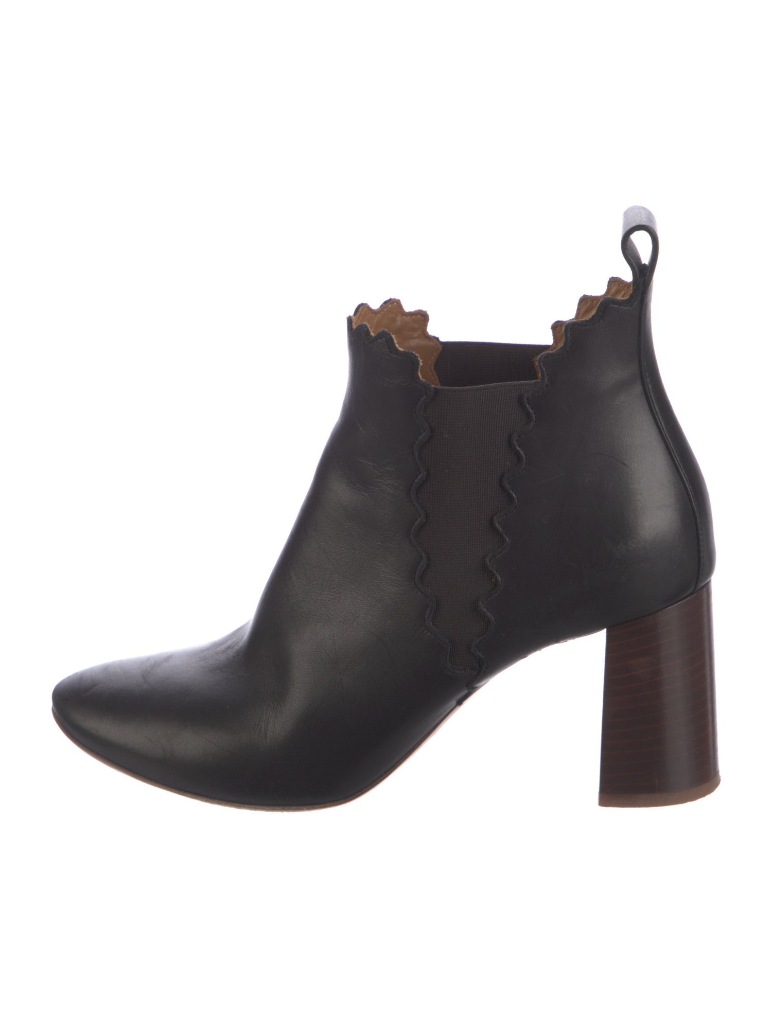 Chloé Leather Scalloped Accent Chelsea Boots