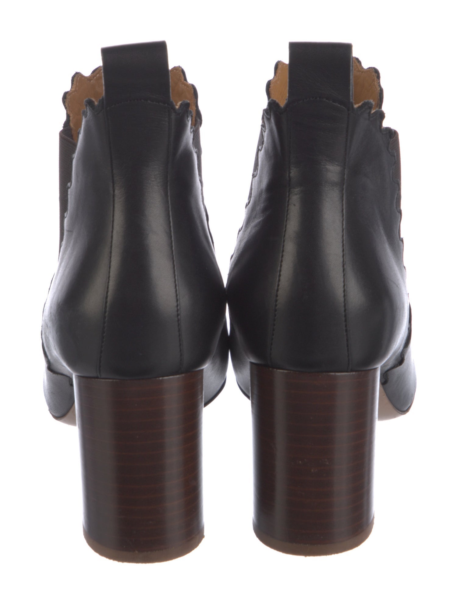 Chloé Leather Scalloped Accent Chelsea Boots