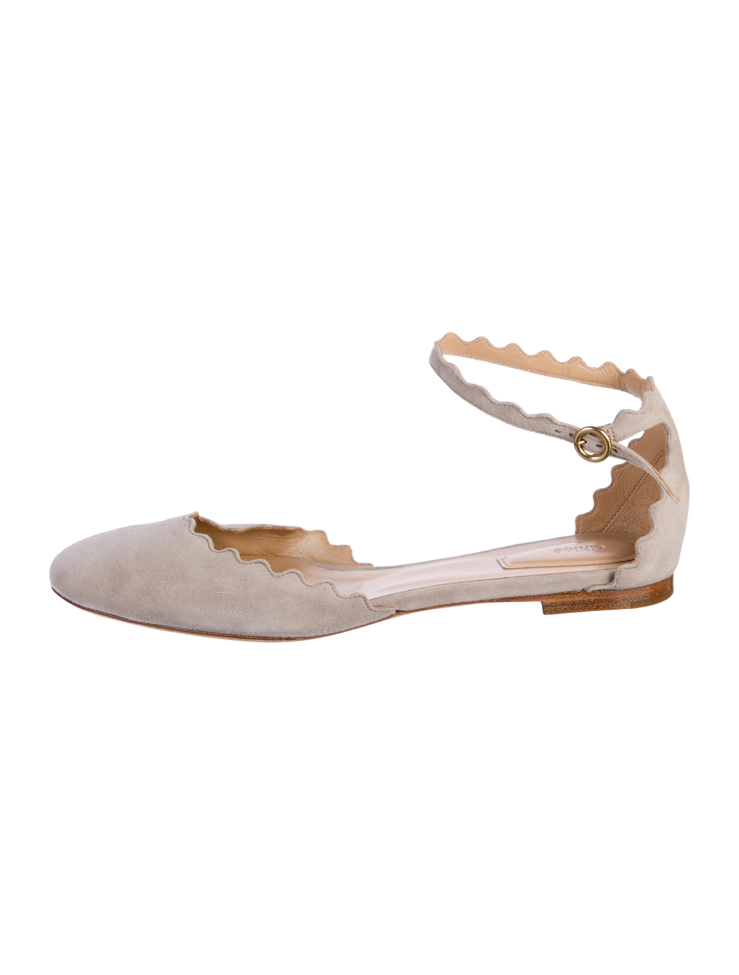 Chloé Suede Scalloped Accent D'Orsay Flats
