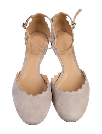 Chloé Suede Scalloped Accent D'Orsay Flats