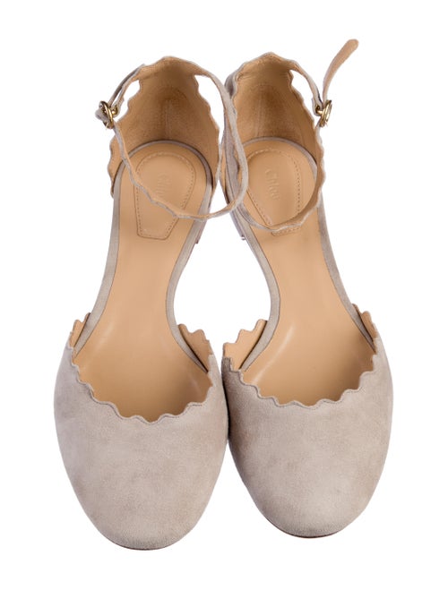 Chloé Suede Scalloped Accent D'Orsay Flats