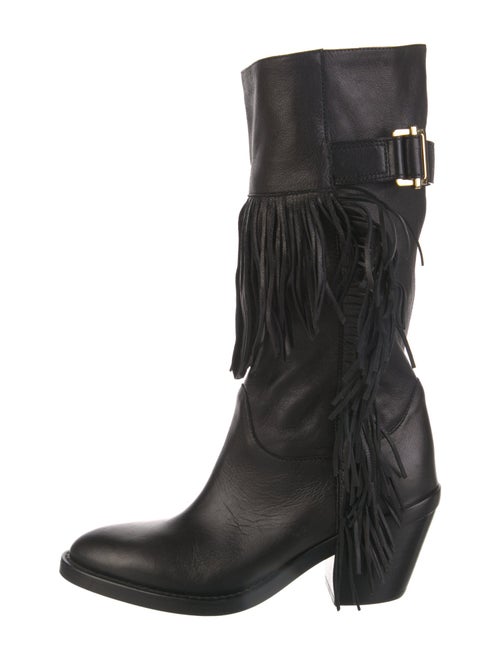 See by Chloé Leather Fringe Trim Accent Boots