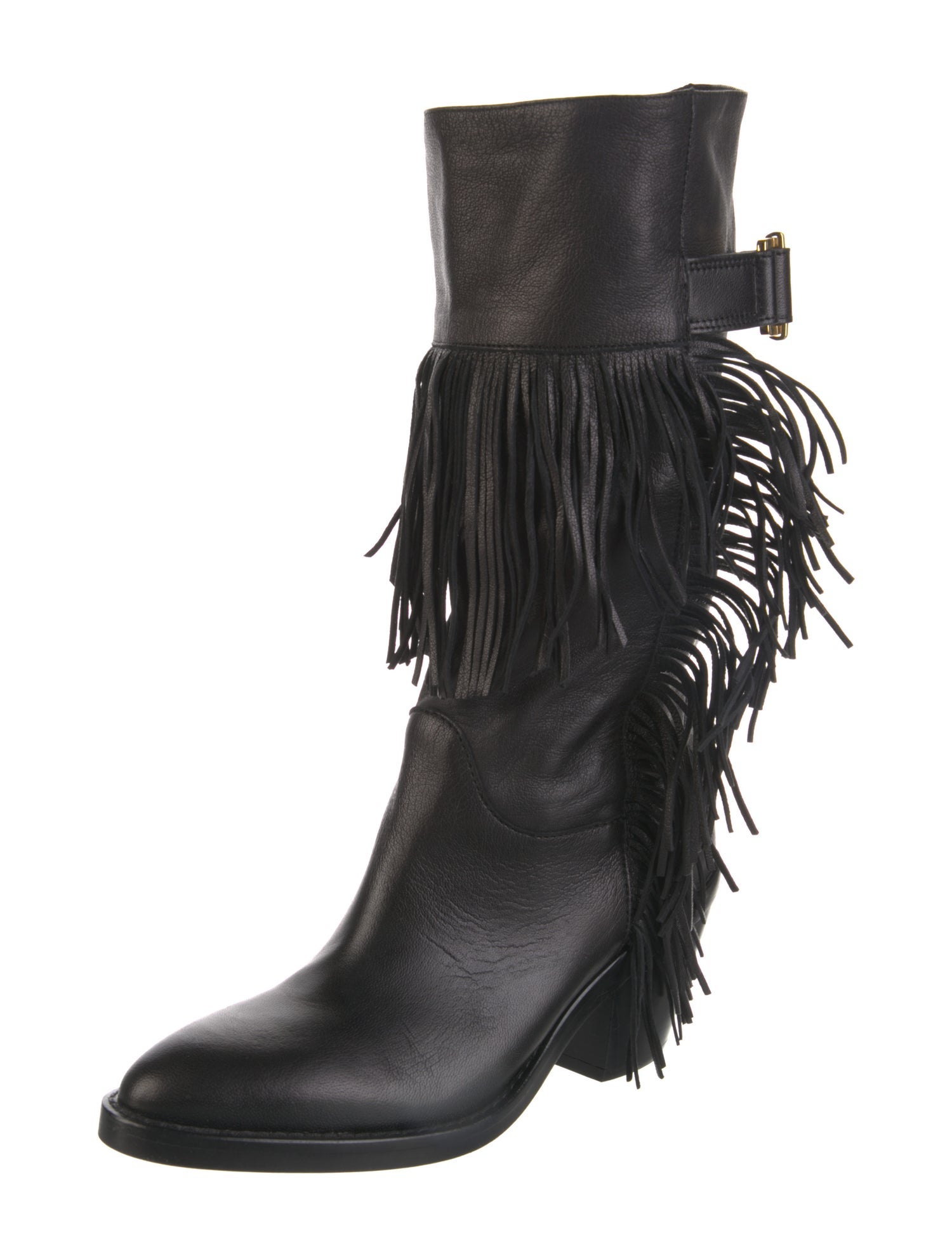 See by Chloé Leather Fringe Trim Accent Boots