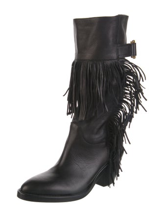 See by Chloé Leather Fringe Trim Accent Boots