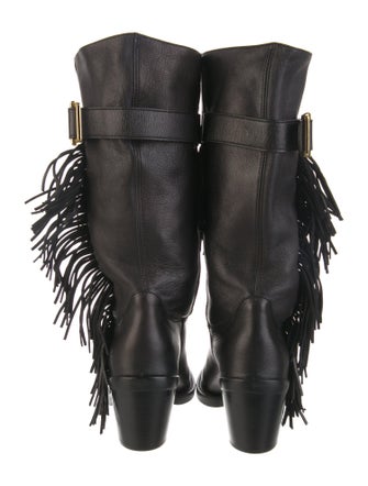 See by Chloé Leather Fringe Trim Accent Boots