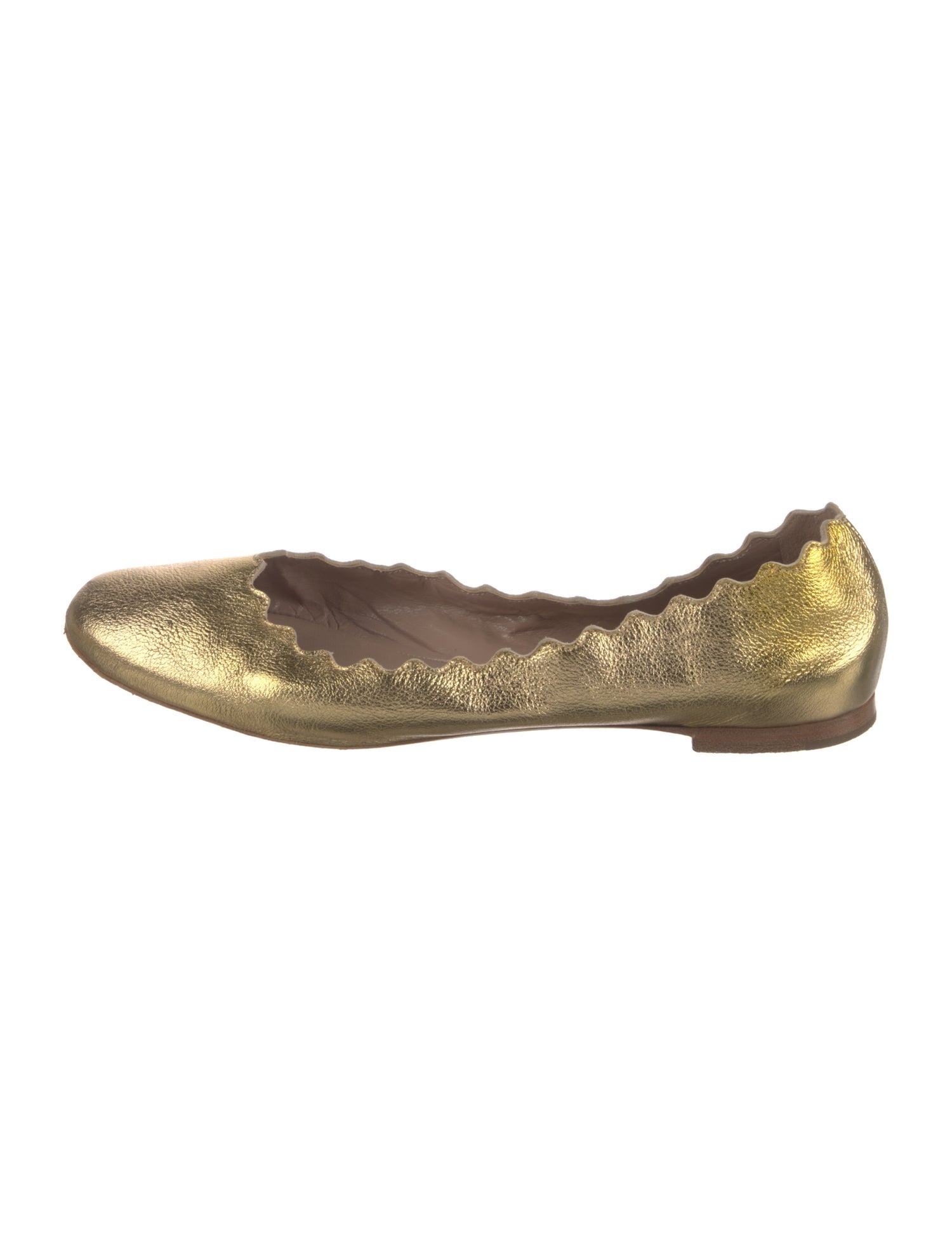 Chloé Leather Scalloped Accent Ballet Flats