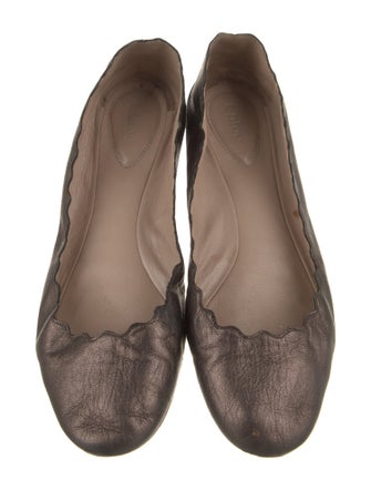 Chloé Leather Scalloped Accent Ballet Flats