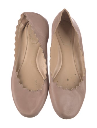 Chloé Leather Scalloped Accent Ballet Flats