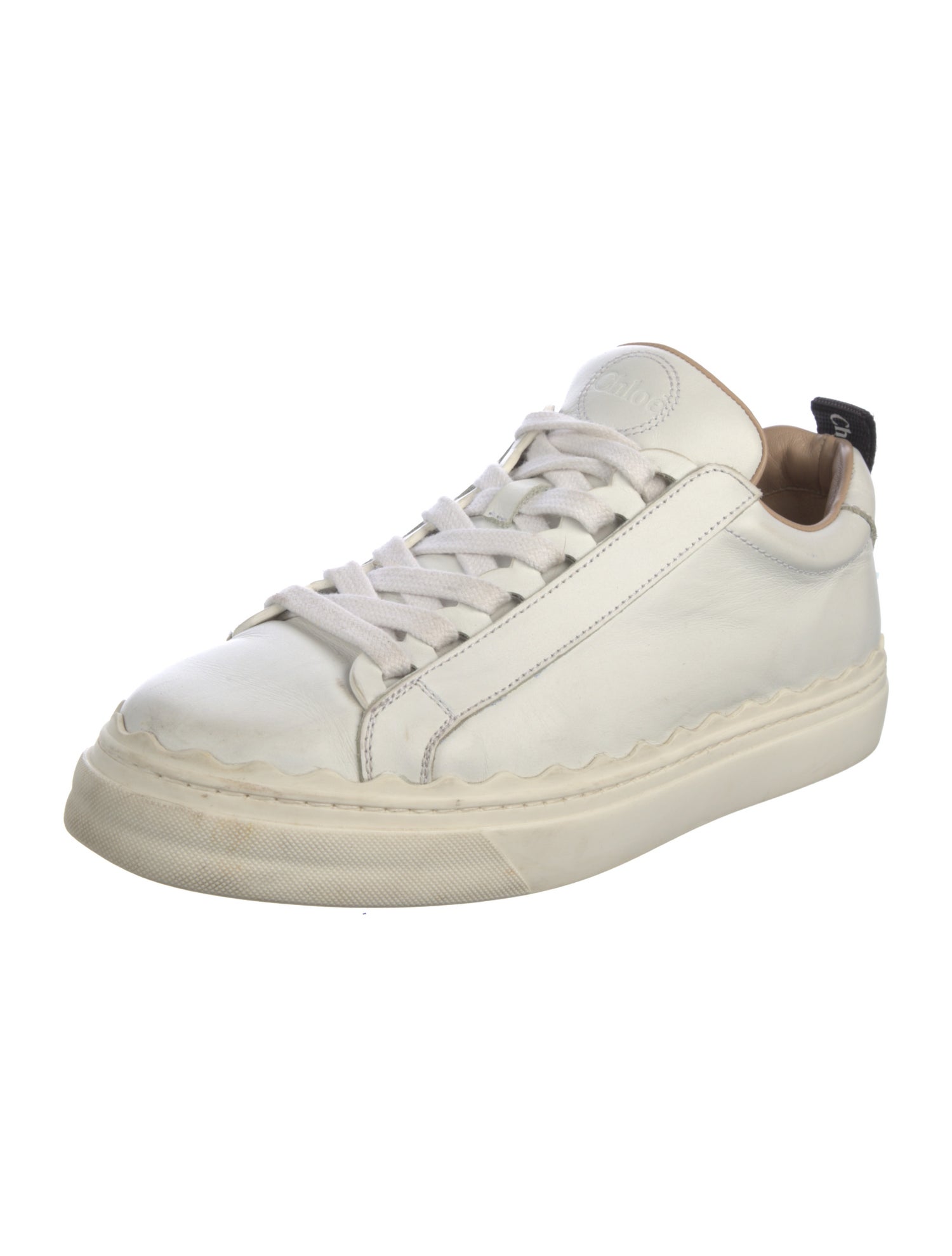 Chloé Leather Scalloped Accent Sneakers