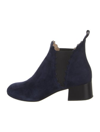 Chloé Suede Scalloped Accent Chelsea Boots
