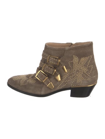 Chloé Suede Studded Accents Western Boots