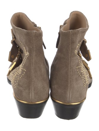 Chloé Suede Studded Accents Western Boots