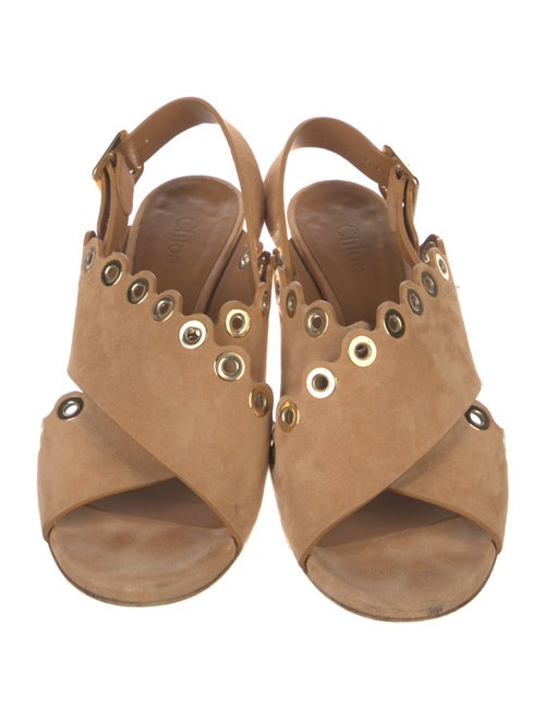 Chloé Suede Scalloped Accent Slingback Sandals