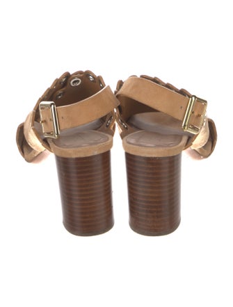 Chloé Suede Scalloped Accent Slingback Sandals