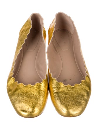 Chloé Leather Scalloped Accent Ballet Flats
