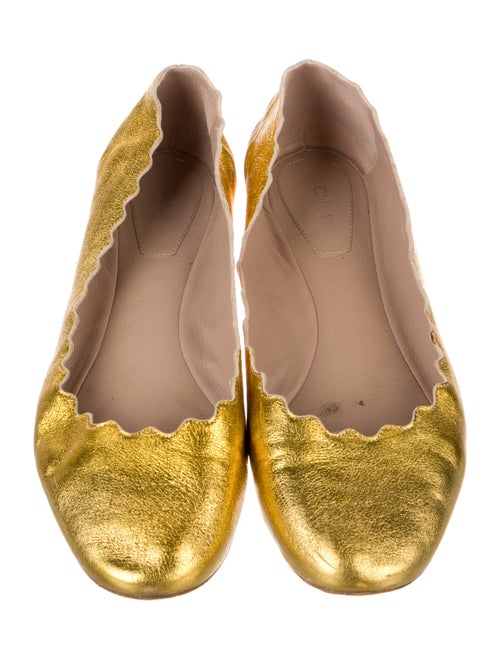 Chloé Leather Scalloped Accent Ballet Flats