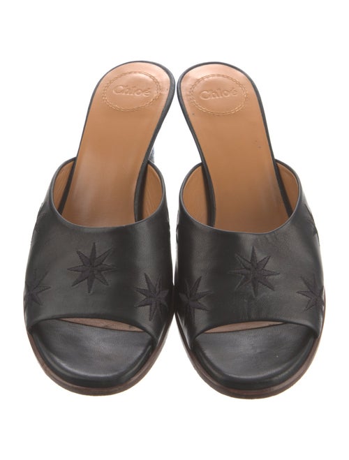 Chloé Leather Embroidered Accent Slides